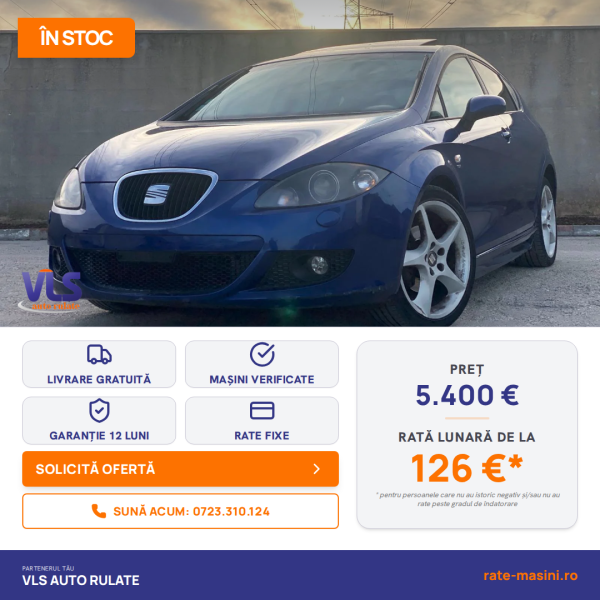 Seat Leon 2.0 TDI 140CP/TRANSPORT GRATUIT/GARANTIE 12 LUNI/Rate Avans 0 Doar Cu Buletin