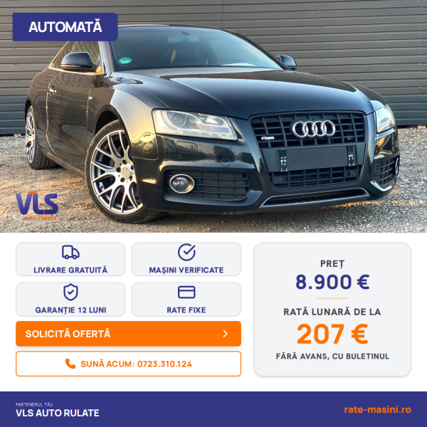 Audi A5 3.0 V6 TDI Quattro 240CP/TRANSPORT GRATUIT/GARANTIE 12 LUNI/Rate Avans 0 Doar Cu Buletin