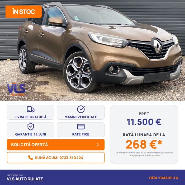 Renault Kadjar 1.6dci 130P/4x4/TRANSPORT GRATUIT/GARANTIE 12 LUNI/Rate Avans 0 Doar Cu Buletin