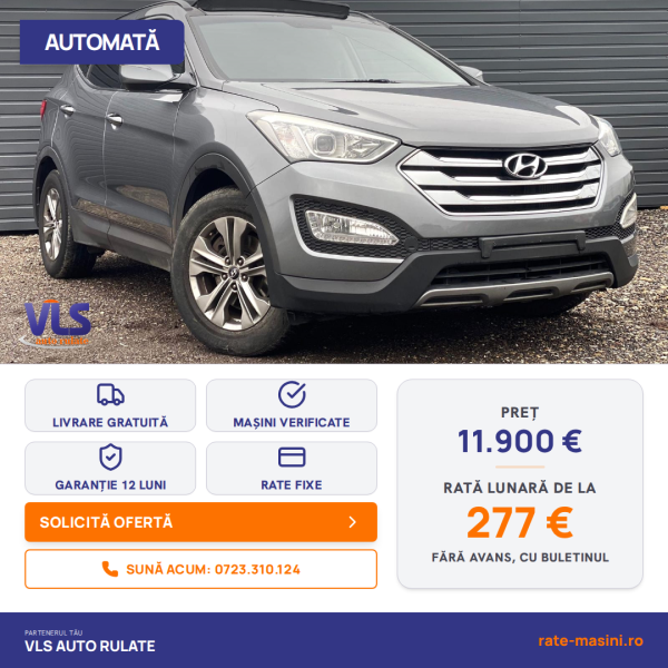 Hyundai Santa Fe 2.2CRDI 197CP/TRANSPORT GRATUIT/GARANTIE 12 LUNI/Rate Avans 0 Doar Cu Buletin