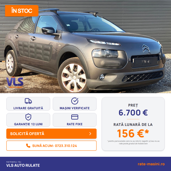 Citroen C4 Cactus 1.2i 110CP/Transport Gratuit/Garantie 12 Luni/Rate Avans 0 Doar Cu Buletin