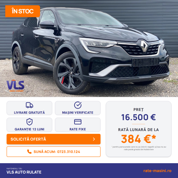 Renault Arkana RS line 1.6 Hybrid 145 CP/Transport Gratuit/Garantie 12 Luni/Rate Avans 0 Doar Cu Buletin