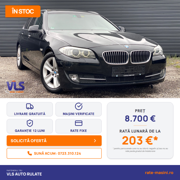 BMW 520D 185CP/Transport Gratuit/Garantie 12 Luni/Rate Avans 0 Doar Cu Buletin