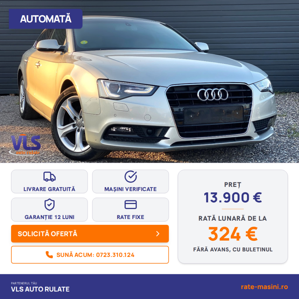 Audi A5 Sportback 2.0TDI 190CP/Transport Gratuit/Garantie 12 Luni/Rate Avans 0 Doar Cu Buletin