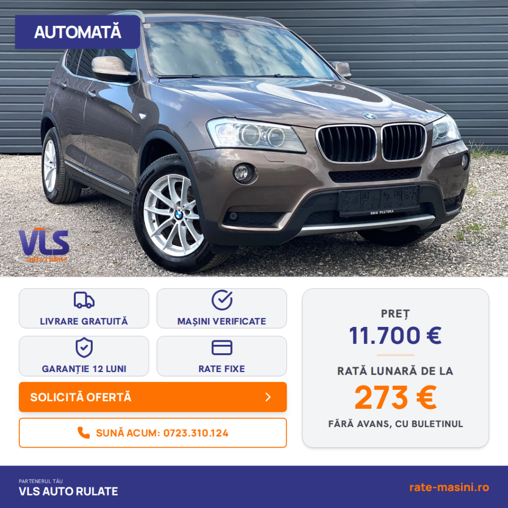 BMW X3 2.0D 185CP/Transport Gratuit/Garantie 12 Luni/Rate Avans 0 Doar Cu Buletin