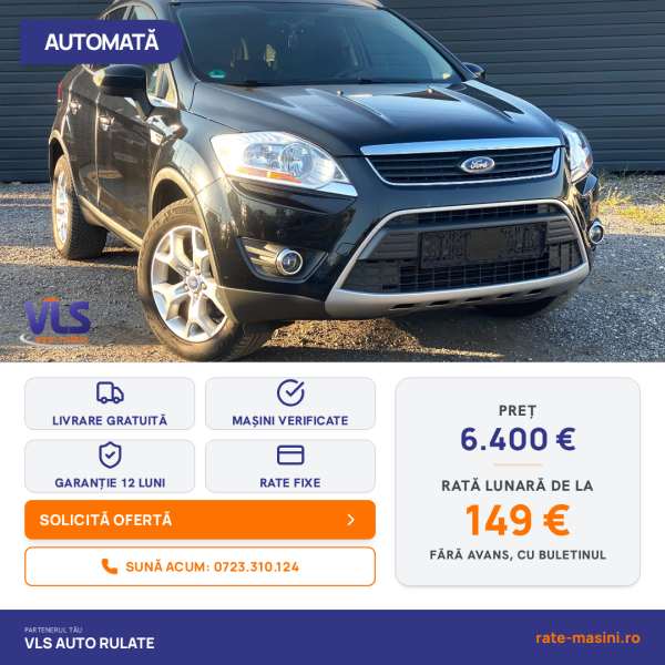Ford Kuga Titanium 2.0TDCI 163CP/Transport Gratuit/Garantie 12 Luni/Rate Avans 0 Doar Cu Buletin