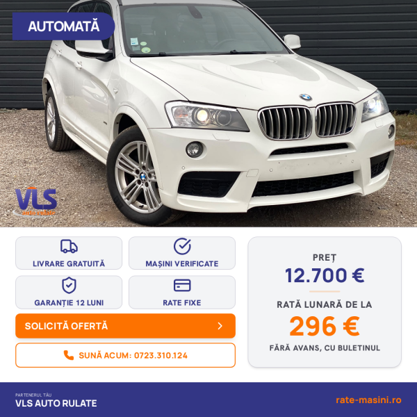 BMW X3 MPack 2.0d 184CP/Garantie 12 Luni/Rate Avans 0 Doar Cu Buletin