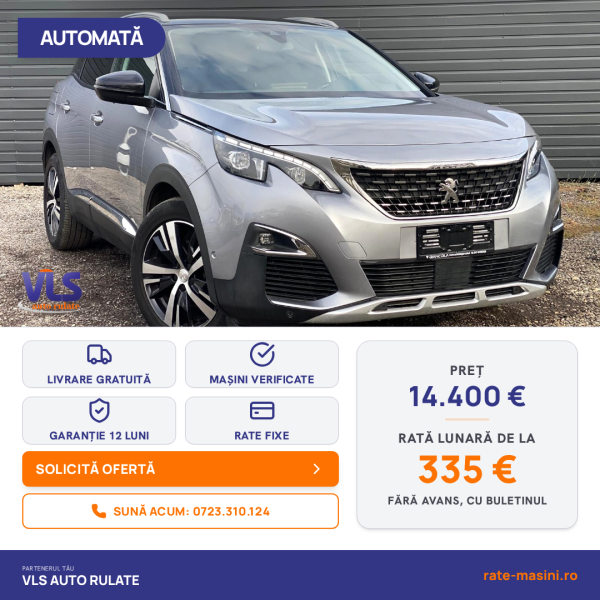 Peugeot 3008 GT-line 1.5HDI 130CP/Garantie 12 Luni/Rate Avans 0 Doar Cu Buletin